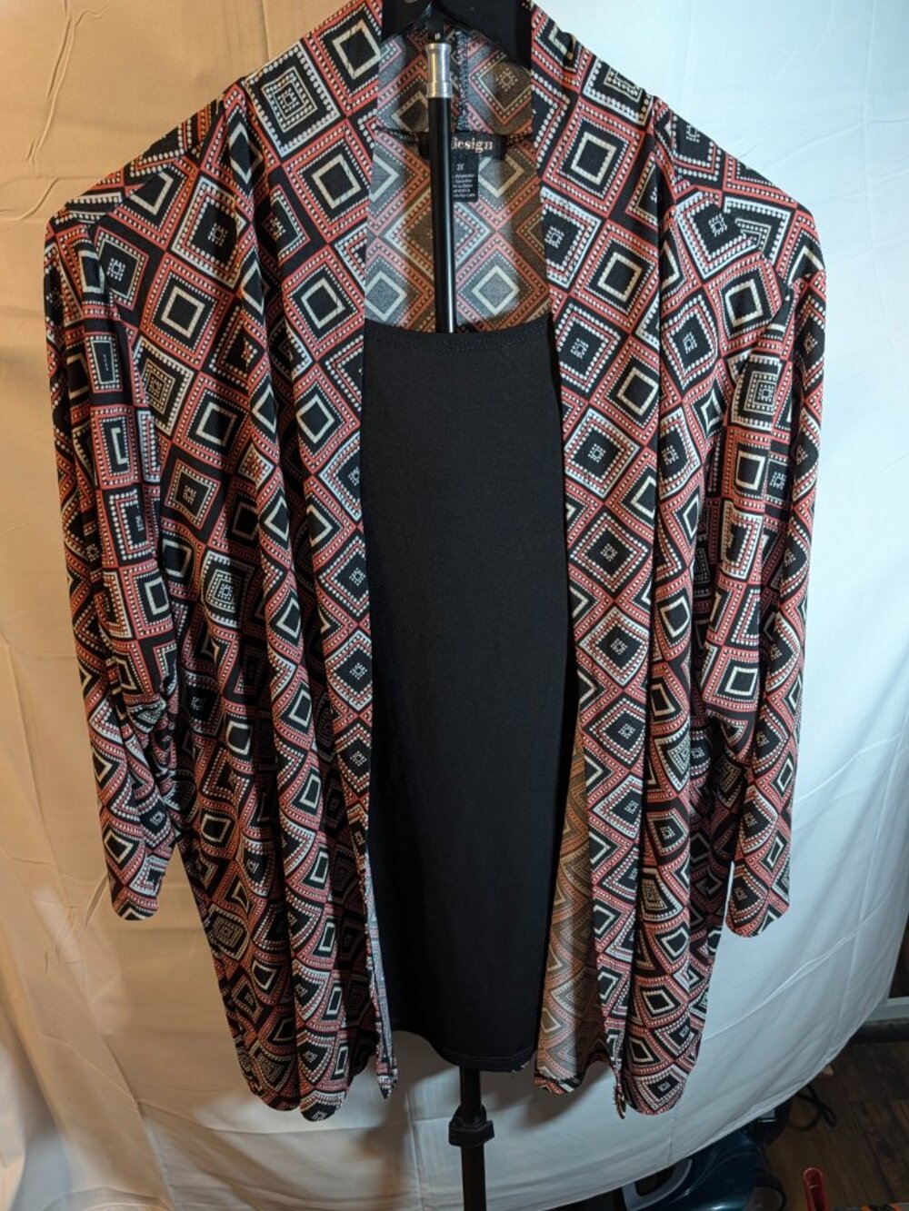 BYdesign Tunic With Attached Jacket Women's 2X 3/4 Sleeves Scoop Neck Slimming